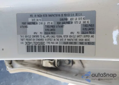 2016 Mazda Mazda3 I Sport from USA, damaged, VIN 3MZBM1U76GM329560